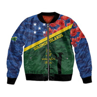 Personalised Solomon Islands Remembrance Day Bomber Jacket We Will Remember Them with Camouflage Style LT9 Unisex Green - Polynesian Pride