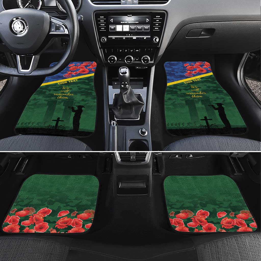 Personalised Solomon Islands Remembrance Day Car Mats We Will Remember Them with Camouflage Style LT9 Set 4pcs Green - Polynesian Pride