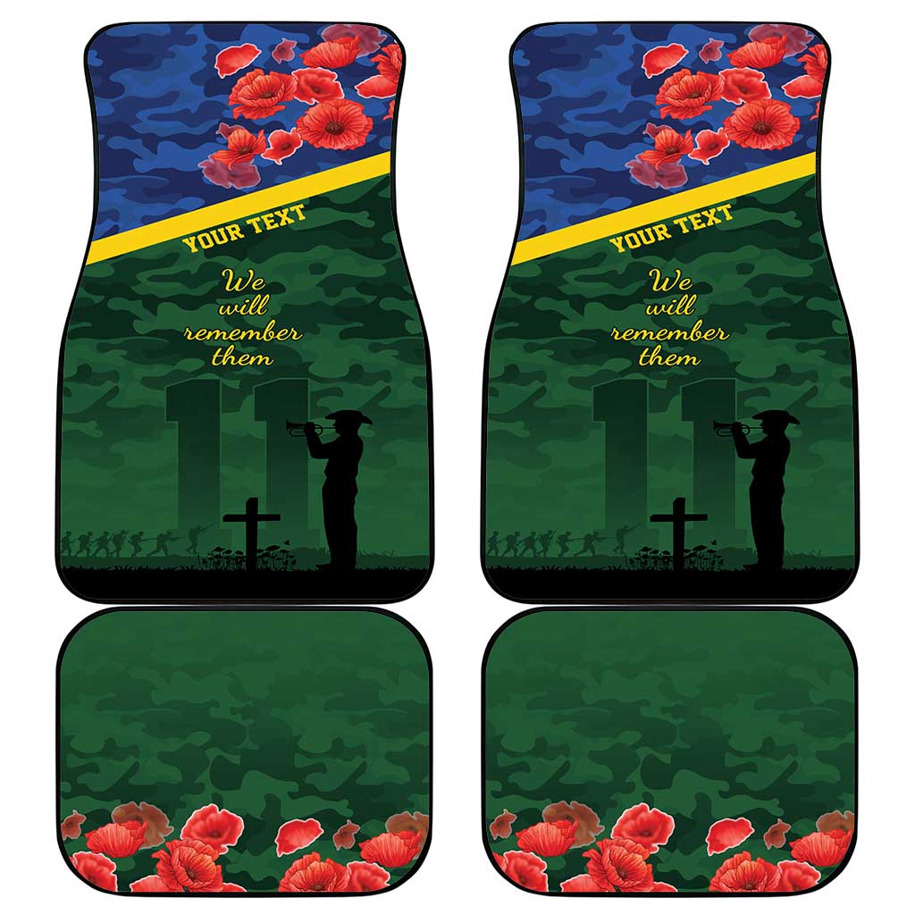 Personalised Solomon Islands Remembrance Day Car Mats We Will Remember Them with Camouflage Style LT9 - Polynesian Pride
