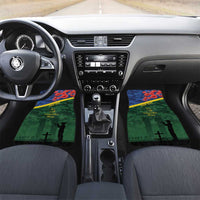 Personalised Solomon Islands Remembrance Day Car Mats We Will Remember Them with Camouflage Style LT9 Set 2pcs - Front Green - Polynesian Pride