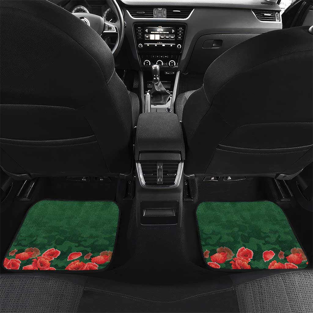 Personalised Solomon Islands Remembrance Day Car Mats We Will Remember Them with Camouflage Style LT9 Set 2pcs - Back Green - Polynesian Pride