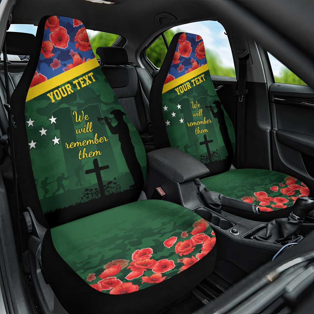 Personalised Solomon Islands Remembrance Day Car Seat Cover We Will Remember Them with Camouflage Style LT9 One Size Green - Polynesian Pride