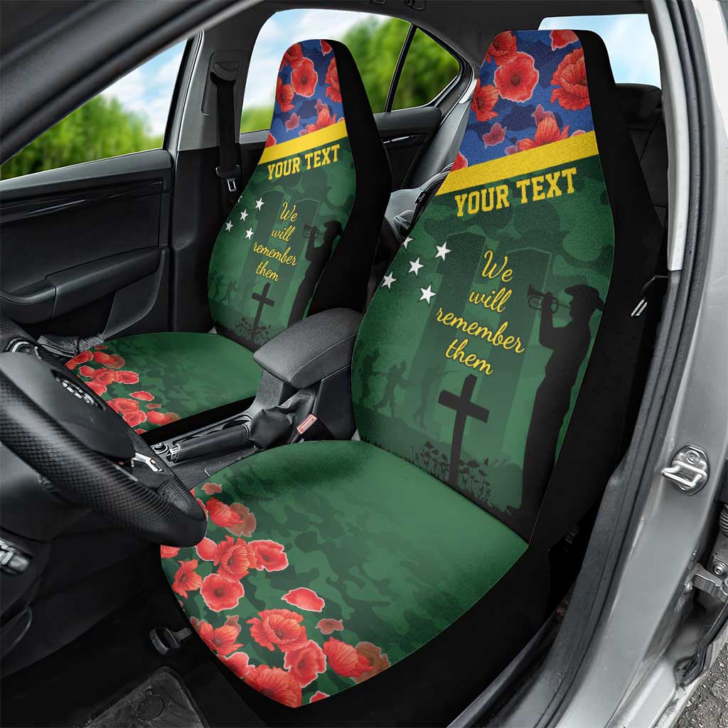 Personalised Solomon Islands Remembrance Day Car Seat Cover We Will Remember Them with Camouflage Style LT9 - Polynesian Pride