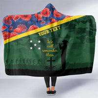 Personalised Solomon Islands Remembrance Day Hooded Blanket We Will Remember Them with Camouflage Style LT9 One Size Green - Polynesian Pride