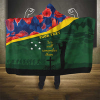 Personalised Solomon Islands Remembrance Day Hooded Blanket We Will Remember Them with Camouflage Style LT9 - Polynesian Pride