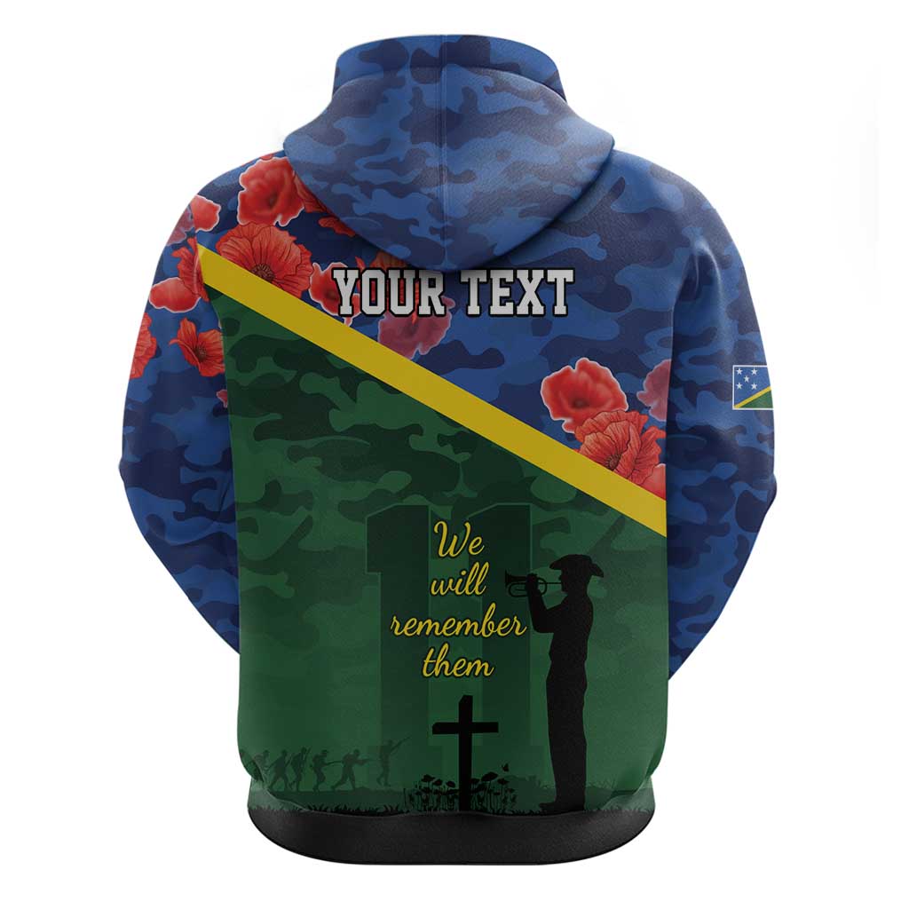 Personalised Solomon Islands Remembrance Day Hoodie We Will Remember Them with Camouflage Style LT9 - Polynesian Pride