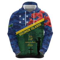 Personalised Solomon Islands Remembrance Day Hoodie We Will Remember Them with Camouflage Style LT9 - Polynesian Pride