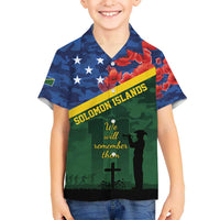 Personalised Solomon Islands Remembrance Day Kid Hawaiian Shirt We Will Remember Them with Camouflage Style LT9 Kid Green - Polynesian Pride