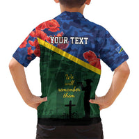 Personalised Solomon Islands Remembrance Day Kid Hawaiian Shirt We Will Remember Them with Camouflage Style LT9 - Polynesian Pride