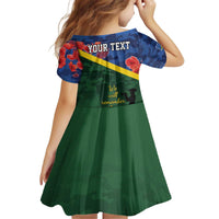 Personalised Solomon Islands Remembrance Day Kid Short Sleeve Dress We Will Remember Them with Camouflage Style LT9 - Polynesian Pride
