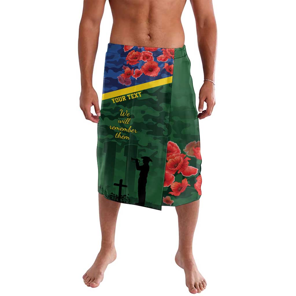 Personalised Solomon Islands Remembrance Day Lavalava We Will Remember Them with Camouflage Style