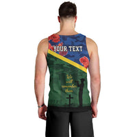 Personalised Solomon Islands Remembrance Day Men Tank Top We Will Remember Them with Camouflage Style LT9 - Polynesian Pride