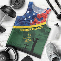Personalised Solomon Islands Remembrance Day Men Tank Top We Will Remember Them with Camouflage Style LT9 - Polynesian Pride
