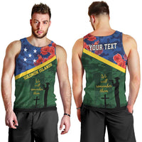 Personalised Solomon Islands Remembrance Day Men Tank Top We Will Remember Them with Camouflage Style LT9 - Polynesian Pride