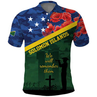 Personalised Solomon Islands Remembrance Day Polo Shirt We Will Remember Them with Camouflage Style LT9 Green - Polynesian Pride