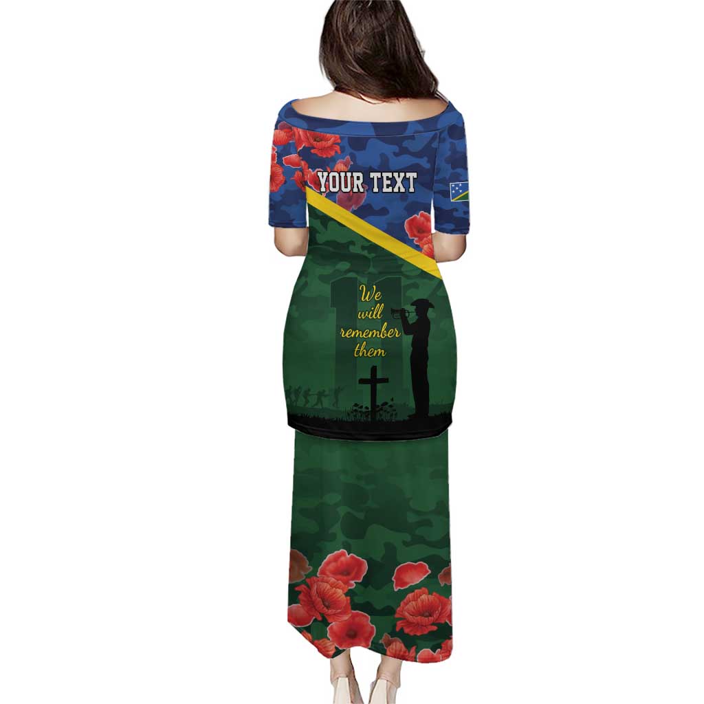 Personalised Solomon Islands Remembrance Day Puletasi We Will Remember Them with Camouflage Style LT9 - Polynesian Pride