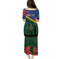 Personalised Solomon Islands Remembrance Day Puletasi We Will Remember Them with Camouflage Style LT9 - Polynesian Pride