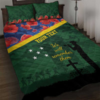 Personalised Solomon Islands Remembrance Day Quilt Bed Set We Will Remember Them with Camouflage Style LT9 Green - Polynesian Pride