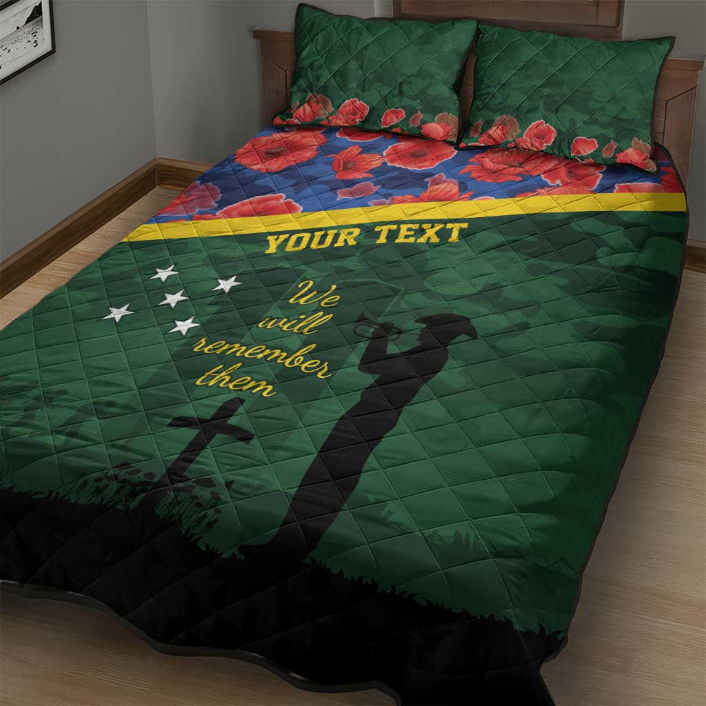 Personalised Solomon Islands Remembrance Day Quilt Bed Set We Will Remember Them with Camouflage Style LT9 - Polynesian Pride