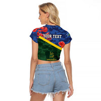 Personalised Solomon Islands Remembrance Day Raglan Cropped T Shirt We Will Remember Them with Camouflage Style LT9 - Polynesian Pride