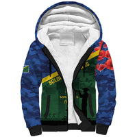 Personalised Solomon Islands Remembrance Day Sherpa Hoodie We Will Remember Them with Camouflage Style LT9 Unisex Green - Polynesian Pride
