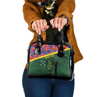 Personalised Solomon Islands Remembrance Day Shoulder Handbag We Will Remember Them with Camouflage Style LT9 One Size Green - Polynesian Pride