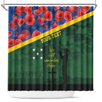 Personalised Solomon Islands Remembrance Day Shower Curtain We Will Remember Them with Camouflage Style LT9 Green - Polynesian Pride