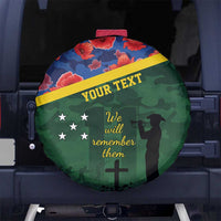Personalised Solomon Islands Remembrance Day Spare Tire Cover We Will Remember Them with Camouflage Style LT9 - Polynesian Pride