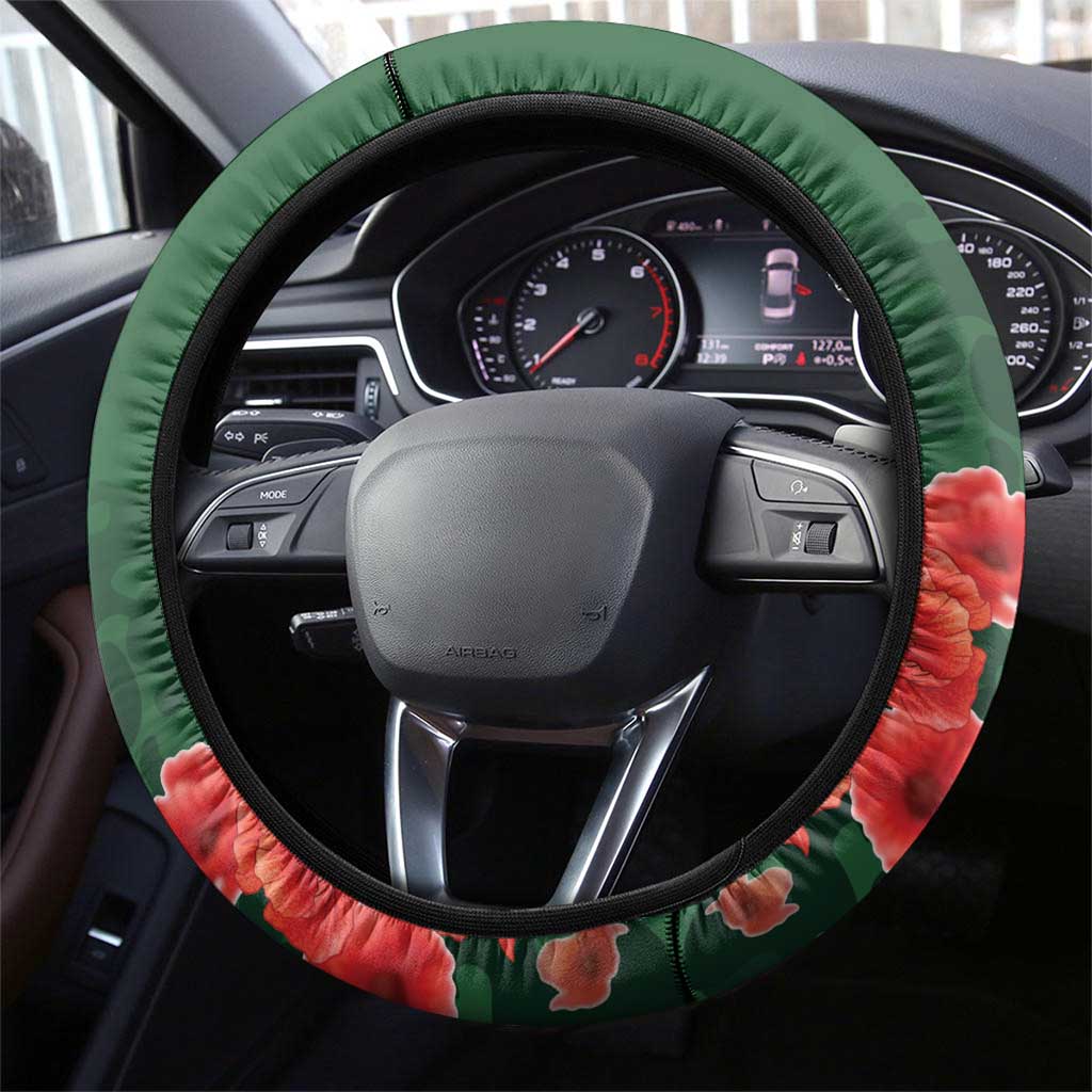 Solomon Islands Remembrance Day Steering Wheel Cover We Will Remember Them with Camouflage Style LT9 - Polynesian Pride