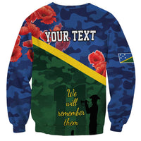 Personalised Solomon Islands Remembrance Day Sweatshirt We Will Remember Them with Camouflage Style LT9 - Polynesian Pride