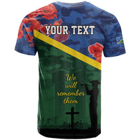 Personalised Solomon Islands Remembrance Day T Shirt We Will Remember Them with Camouflage Style LT9 - Polynesian Pride