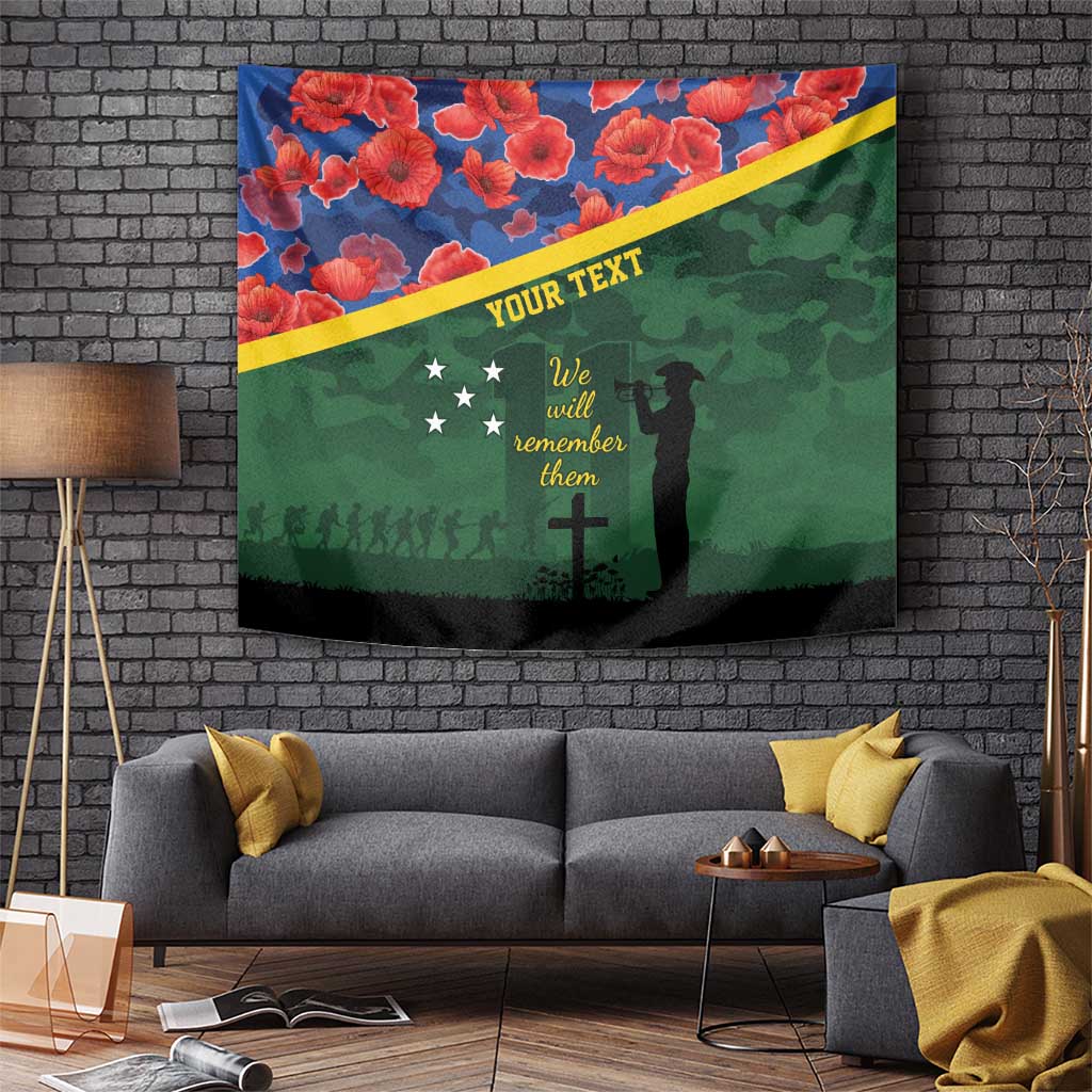 Personalised Solomon Islands Remembrance Day Tapestry We Will Remember Them with Camouflage Style LT9 - Polynesian Pride