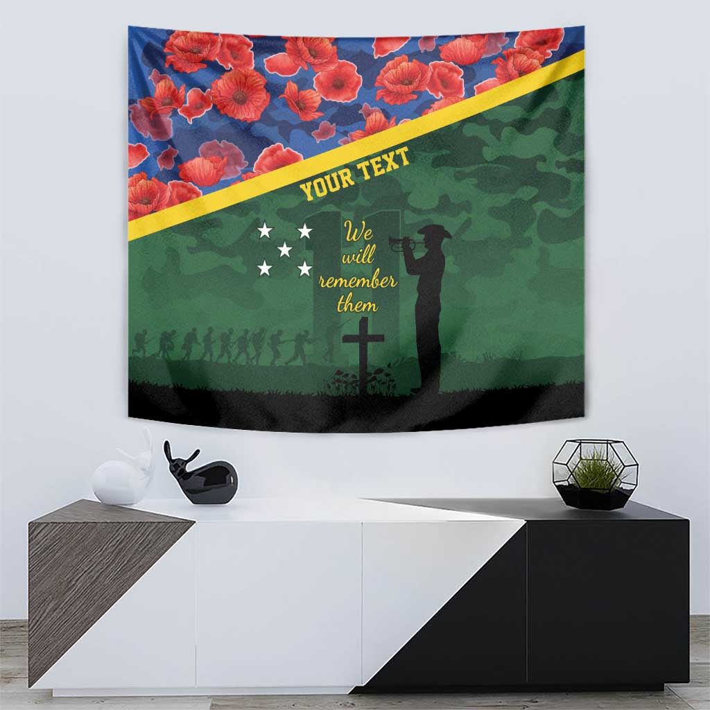 Personalised Solomon Islands Remembrance Day Tapestry We Will Remember Them with Camouflage Style LT9 - Polynesian Pride