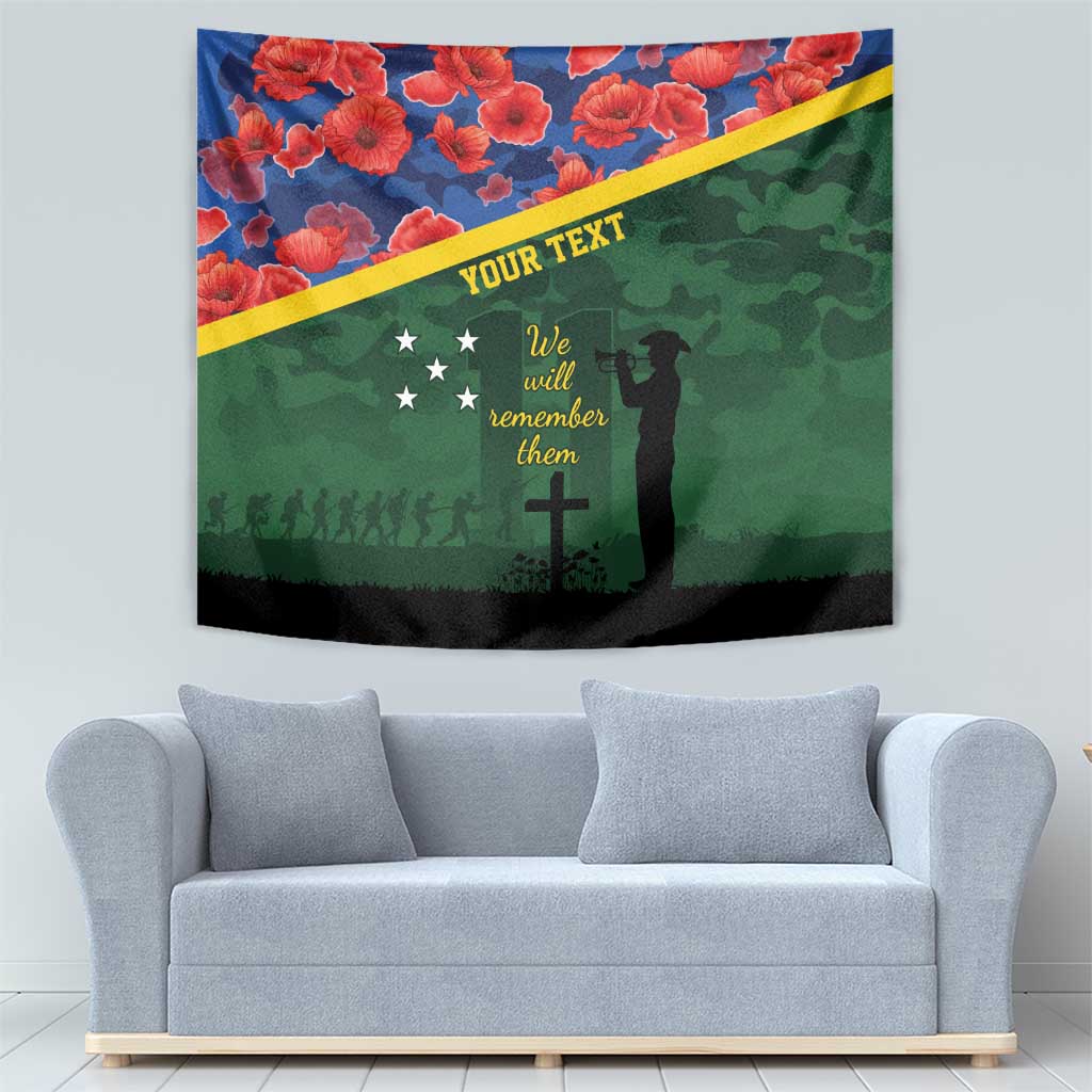 Personalised Solomon Islands Remembrance Day Tapestry We Will Remember Them with Camouflage Style LT9 - Polynesian Pride
