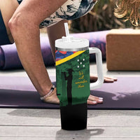 Personalised Solomon Islands Remembrance Day Tumbler With Handle We Will Remember Them with Camouflage Style LT9 - Polynesian Pride
