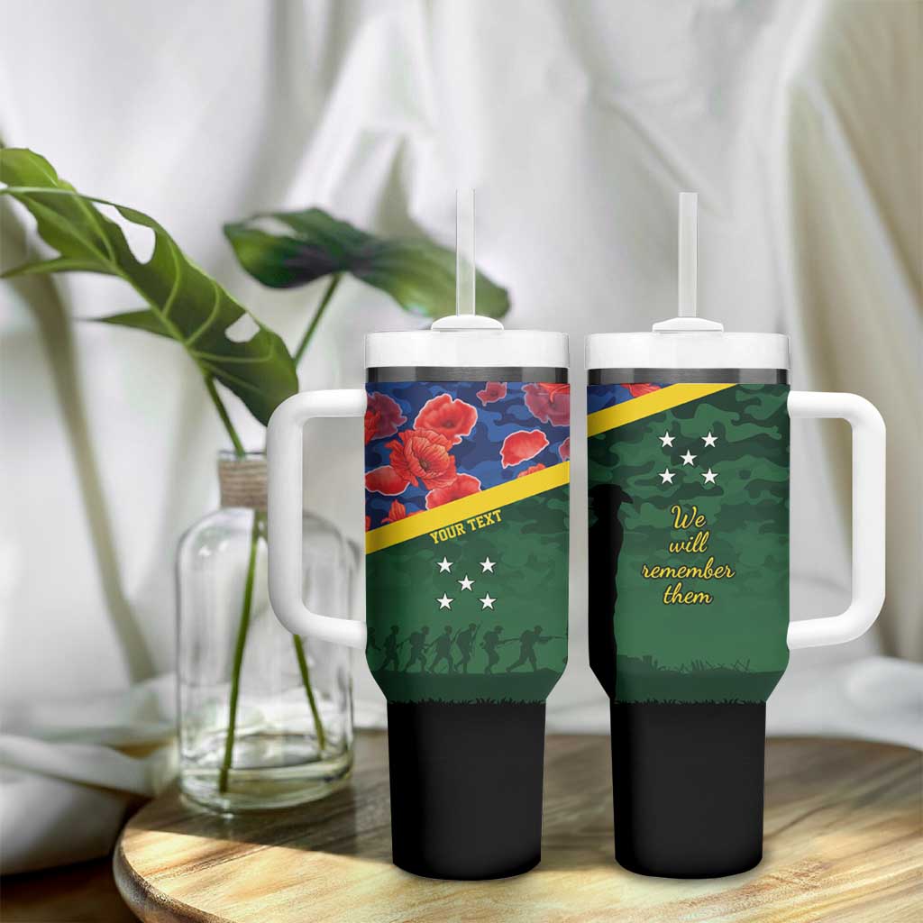 Personalised Solomon Islands Remembrance Day Tumbler With Handle We Will Remember Them with Camouflage Style LT9 - Polynesian Pride