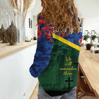 Personalised Solomon Islands Remembrance Day Women Casual Shirt We Will Remember Them with Camouflage Style LT9 - Polynesian Pride