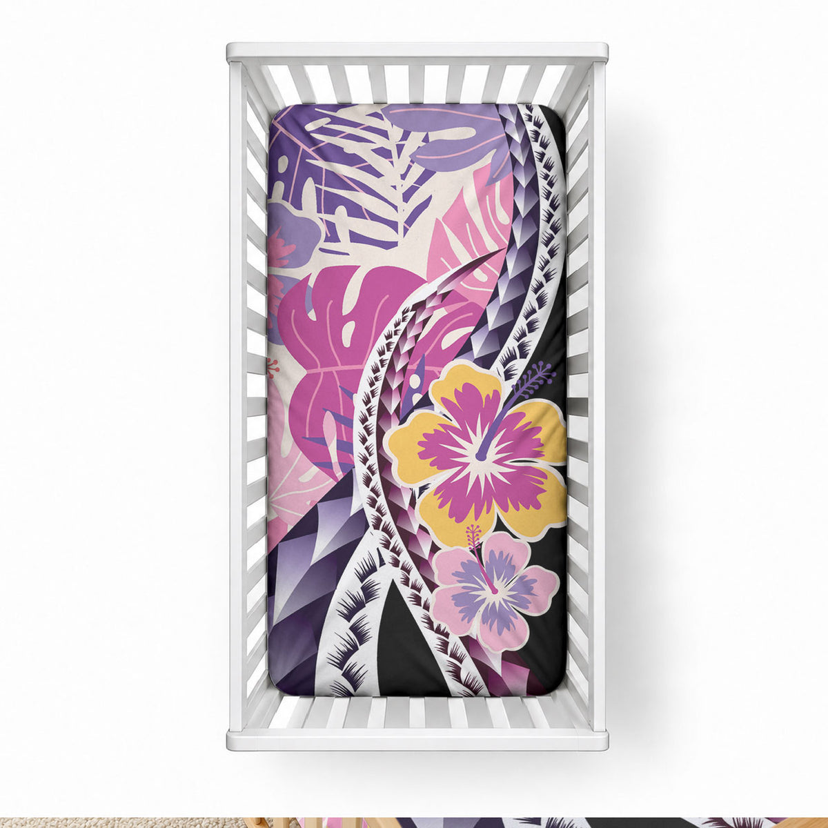 Aloha Vintage Hibiscus Lei Seamless Pattern Baby Bed Cover LT9 28 × 52 in Pink - Polynesian Pride