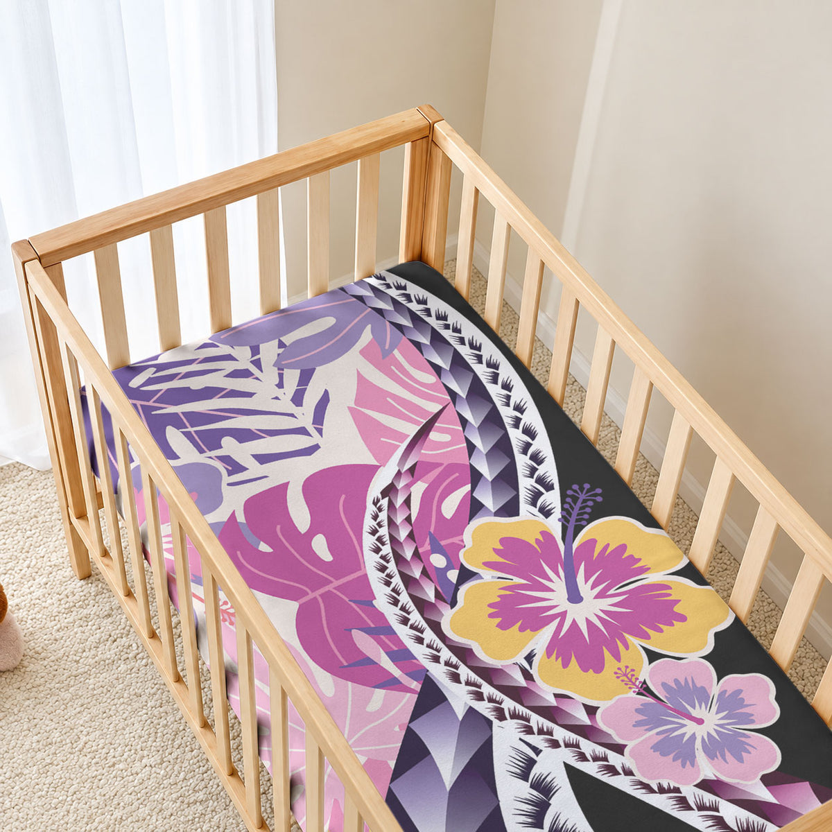 Aloha Vintage Hibiscus Lei Seamless Pattern Baby Bed Cover LT9 - Polynesian Pride