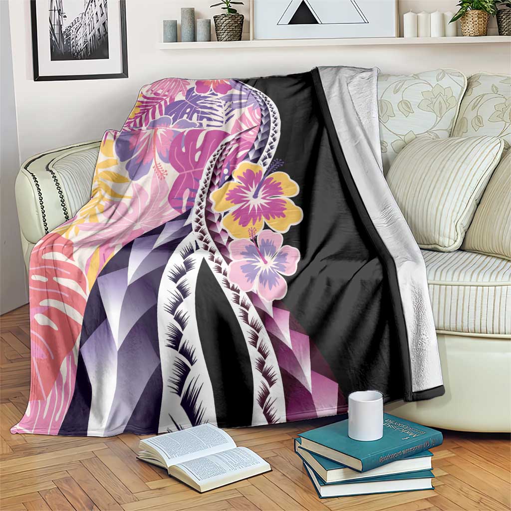 Aloha Vintage Hibiscus Lei Seamless Pattern Blanket LT9 Pink - Polynesian Pride