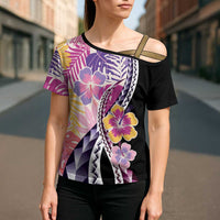 Aloha Vintage Hibiscus Lei Seamless Pattern Cross Shoulder Shirt LT9 - Polynesian Pride