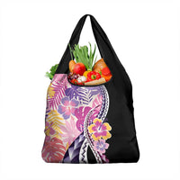 Aloha Vintage Hibiscus Lei Seamless Pattern Grocery Bag LT9 1-pack One Size Pink - Polynesian Pride