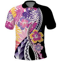 Aloha Vintage Hibiscus Lei Seamless Pattern Polo Shirt LT9 Pink - Polynesian Pride