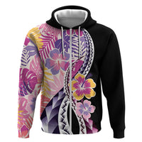 Aloha Vintage Hibiscus Lei Seamless Pattern Zip Hoodie LT9 Zip Hoodie Pink - Polynesian Pride