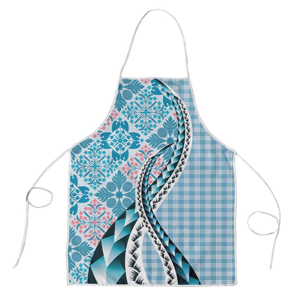 Aloha Vintage Palaka Floral Hawaiian Quilt Apron Uliuli Motif LT9 Blue - Polynesian Pride