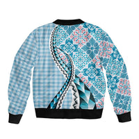 Aloha Vintage Palaka Floral Hawaiian Quilt Bomber Jacket Uliuli Motif LT9 - Polynesian Pride