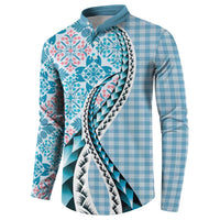 Aloha Vintage Palaka Floral Hawaiian Quilt Button Sweatshirt Uliuli Motif LT9 - Polynesian Pride