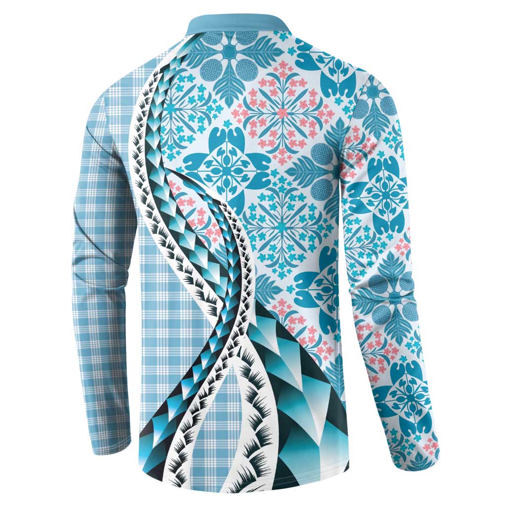 Aloha Vintage Palaka Floral Hawaiian Quilt Button Sweatshirt Uliuli Motif LT9 - Polynesian Pride