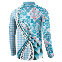 Aloha Vintage Palaka Floral Hawaiian Quilt Button Sweatshirt Uliuli Motif LT9 - Polynesian Pride