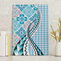 Aloha Vintage Palaka Floral Hawaiian Quilt Canvas Wall Art Uliuli Motif LT9 Without Frame Blue - Polynesian Pride